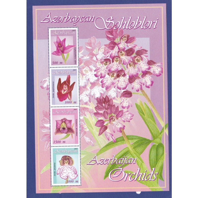 Azerbadhjan Orchids  flowers minisheet + 4 stamps 2005