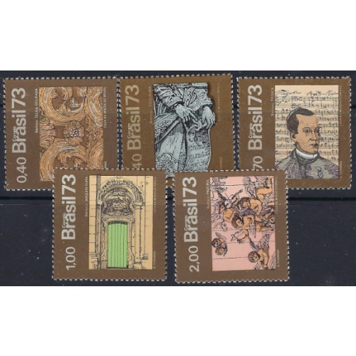 Brazil 1315-19 MNH 1973 Baroque Art (ad1033)