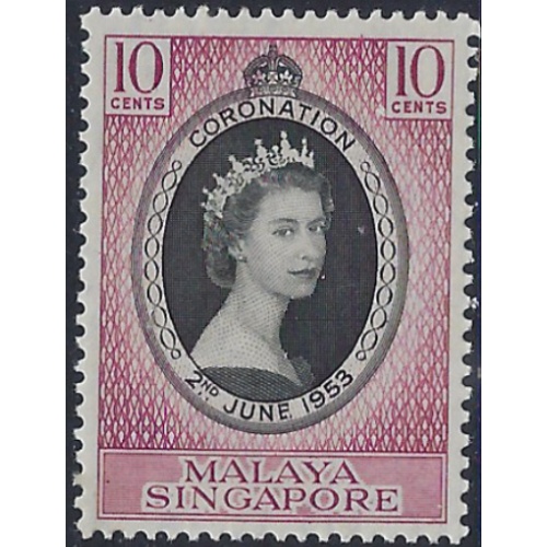 Singapore 27 MLH 1953 QEII Coronation (ad1067)