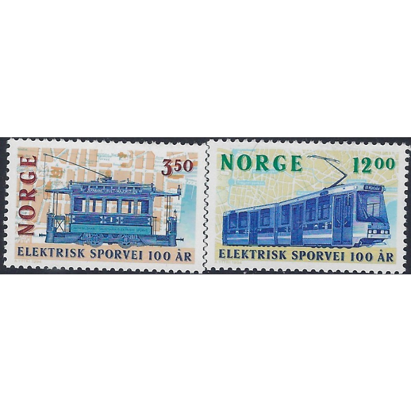 Norway 1067-68 MNH 1994 Tram Cars (ad1089)