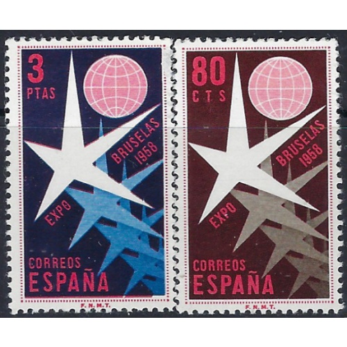 Spain 877-78 MNH 1958 Brussels Expo (ad1196)