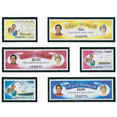 St Kitts 75-80 MNH 1981 Prince Charles Wedding (ad1214)