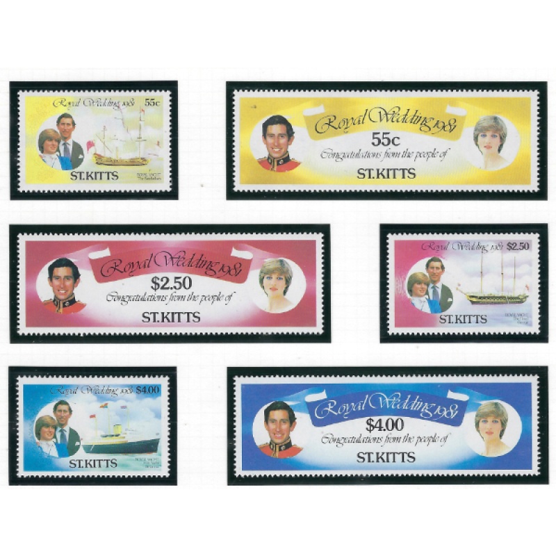 St Kitts 75-80 MNH 1981 Prince Charles Wedding (ad1214)