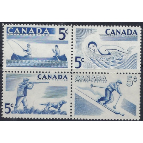 Canada 368a MH 1957 Block of 4 (ad1225)