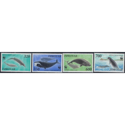 Faroe Is 208-11 MNH 1990 Whales (ad1254)