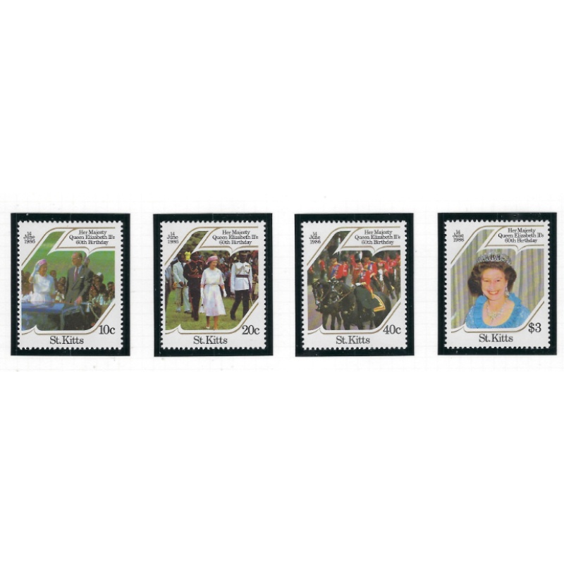 St Kitts 177-80 MNH 1986 QEII Birthday (ad1273)