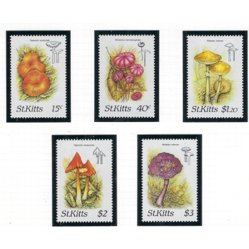 St Kitts 210-14 MNH 1987 Mushrooms (ad1304)