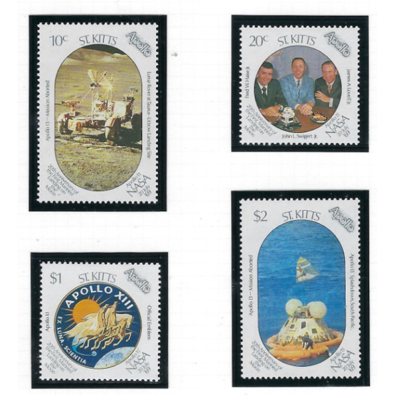 St Kitts 248-51 MNH 1988 20th anniversary of 1st Moon Landing (ad1378)