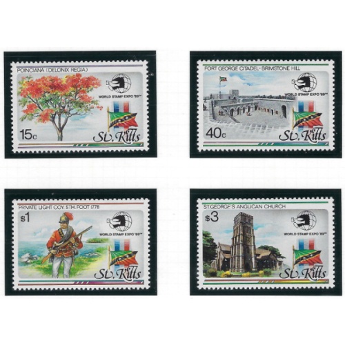 St Kitts 273-76 MNH 1989 World Stamp Expo (ad1387)