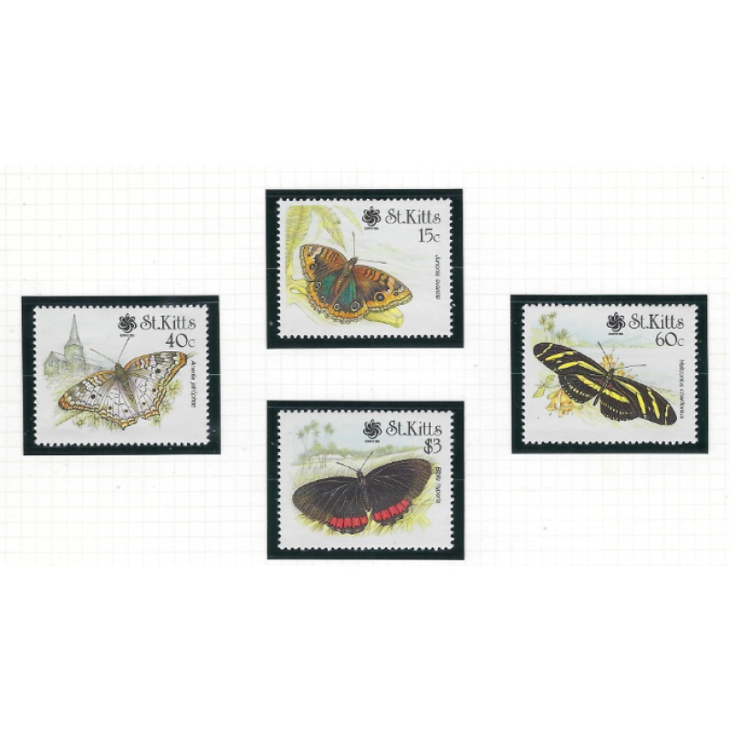 St Kitts 281-84 MNH 1990 Butterflies (ad1391)