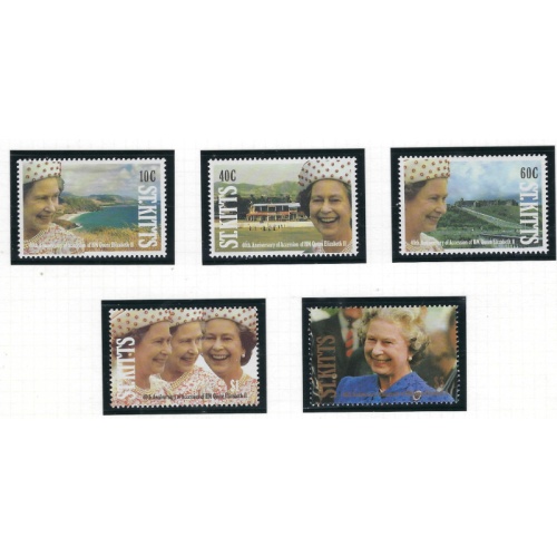 St Kitts 332-36 MNH 1992 QEII 40th Anniversary of Accession (ad1519)