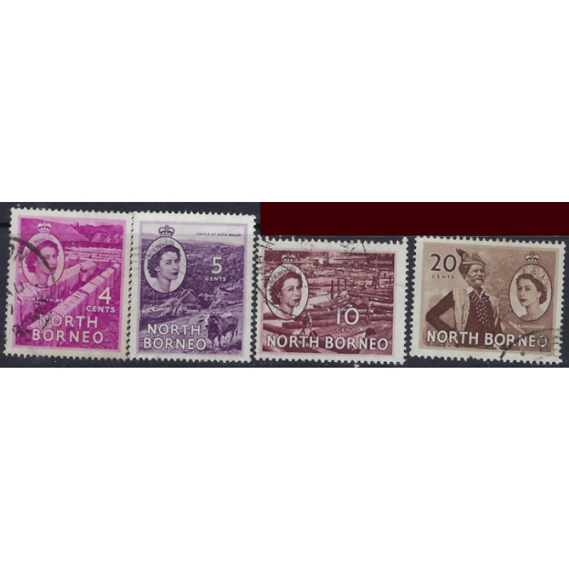 North Borneo 264/265/267/269 Used 1954-57 issues (ad1525)