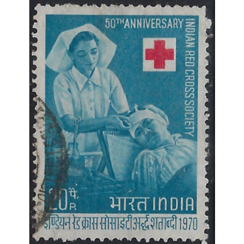 India 527 Used 1970 Red Cross Nurse (ad1553)
