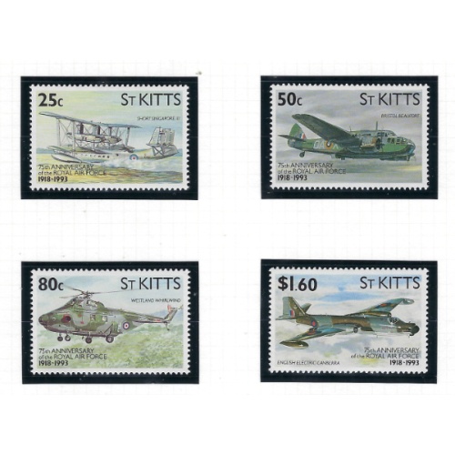 St Kitts 351-54 MNH 1993 Royal Air Force 75th Anniversary (ad1566)