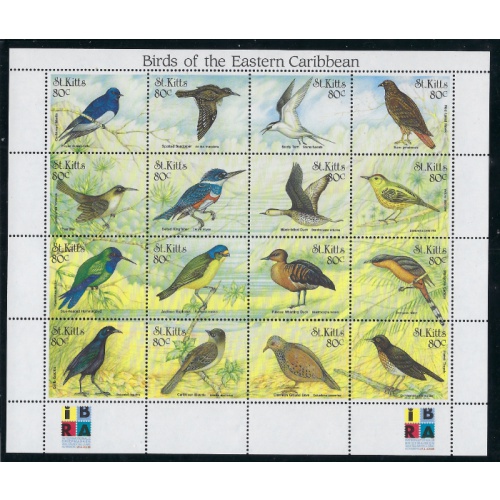St Kitts 459 MNH 1998 Birds sheet of 16 (ad1674)