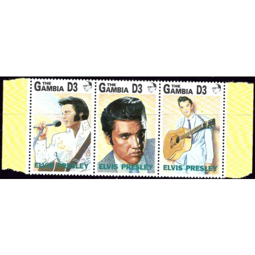 Gambia 1347 MNH 1993 Elvis Presley strip of 3 (ad1746)
