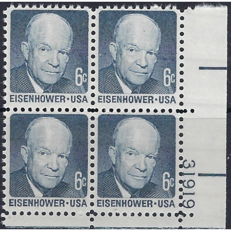 U.S. 1393 MNH Plate Block 1970 President Eisenhower (ad1867)