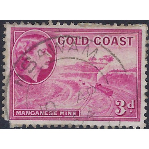 Gold Coast 153 Used 1954 issue; paper remnants on back (ad1962)