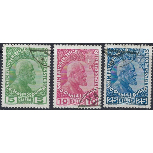 Liechtenstein #1-3 Used 1912 issues (ad2051)