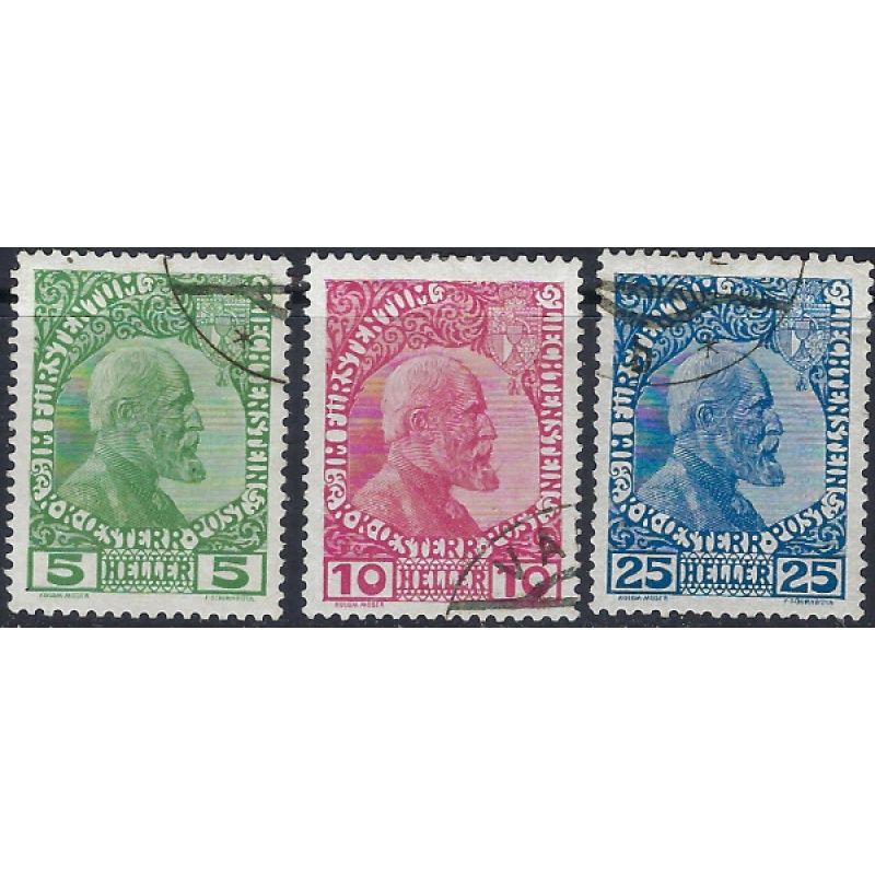 Liechtenstein #1-3 Used 1912 issues (ad2051)