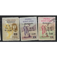 Peru 510-12 Used 1969 overprints; corner crease on one stamp (ak1570)