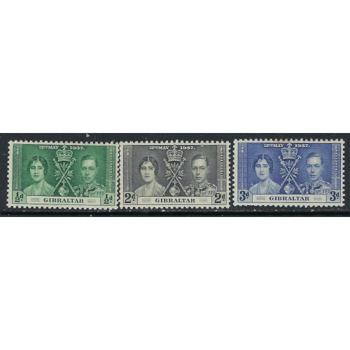 Gibraltar 104-06 MH 1937 KGVI Coronation (ak3510)