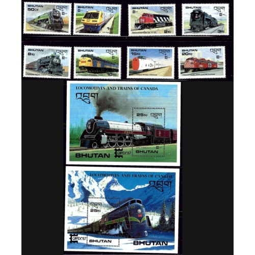 Bhutan 597-606 MNH 1987 Locomotives (ak3625)