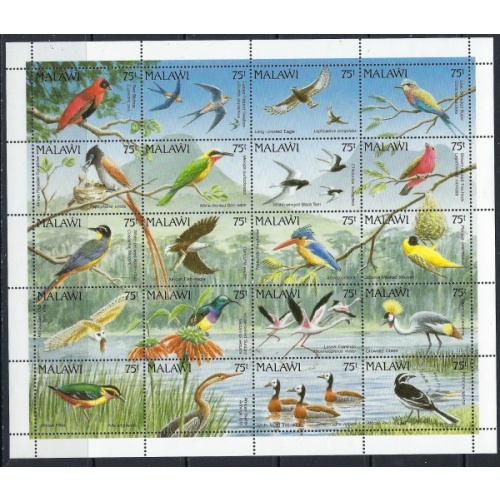 Malawi 598 MNH 1992 Birds sheet of 20 (ak5420)