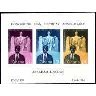 Ghana 41a MNH 1959 Abraham Lincoln imperf souvenir sheet (ak6462)