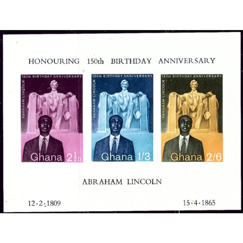 Ghana 41a MNH 1959 Abraham Lincoln imperf souvenir sheet (ak6462)
