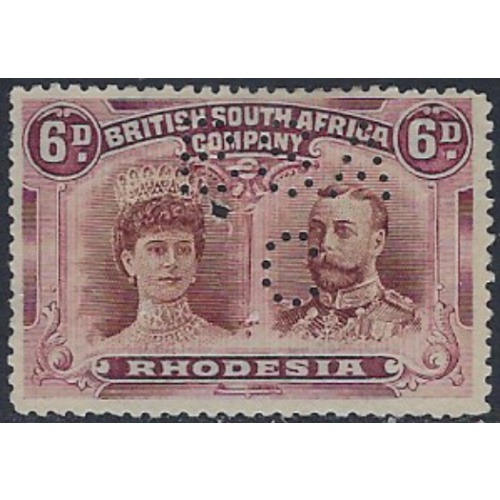 Rhodesia 108 Used Perfin 1910 issue (ak6568)
