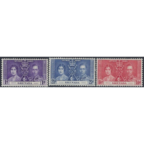 Grenada 128-30 MH 1937 King George VI Coronation (ak6578)
