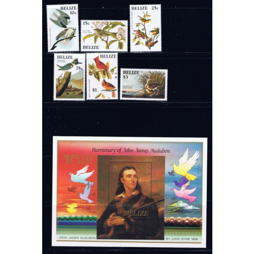 Belize 750-56 MNH 1985 Audubon Bicentenary (ak6789)