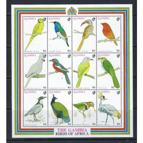 Gambia 1375 MNH 1993 Birds sheet of 12 (ak6948)