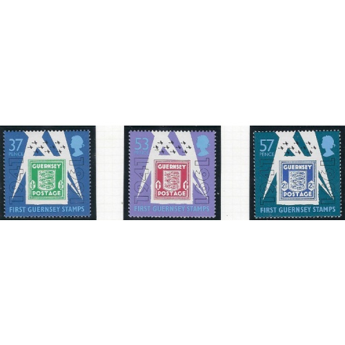 Guernsey 446-48 MNH 1991 First Guernsey Stamps (ak7020)