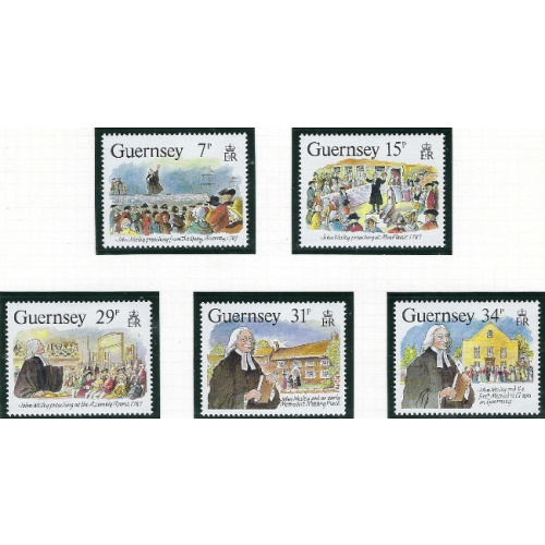 Guernsey 362-66 MNH 1987 John Wesley (ak7124)