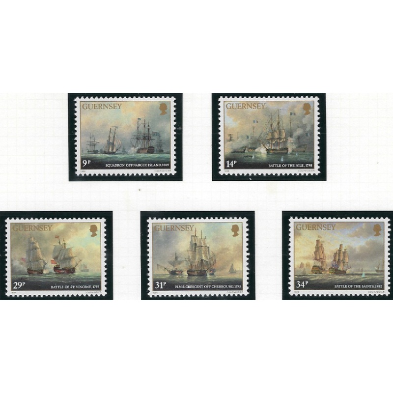 Guernsey 325-29 MNH 1986 Naval Battles (ak7162)
