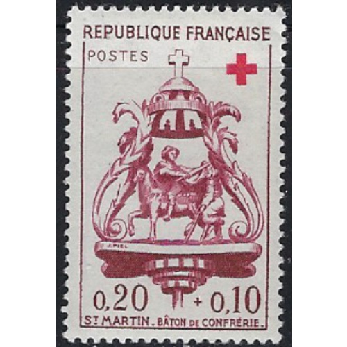 France B347 MH 1960 issue; 2 top perfs missing gum (ak7185)