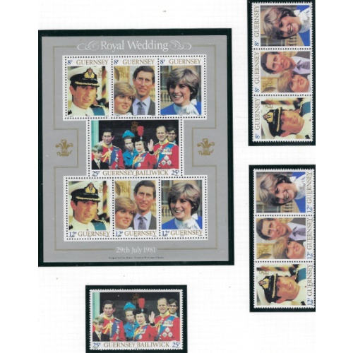 Guernsey 224-26a MNH 1981 Prince Charles Wedding (ak7325)