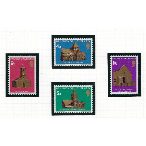 Guernsey 37-40 MNH 1970 Churches (ak7495)