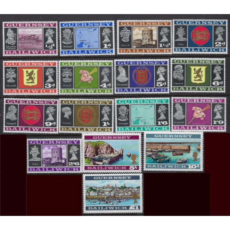 Guernsey 8-23 MNH 1969-70 Definitive set (ak7499)