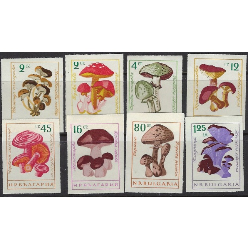 Bulgaria 1183-90 MNH 1961 Mushrooms Imperf Set (ak7504)
