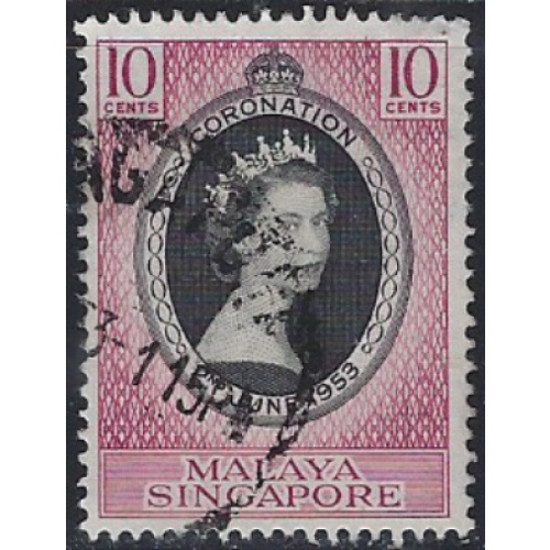 Singapore 27 Used 1953 QEII Coronation (ak7585)
