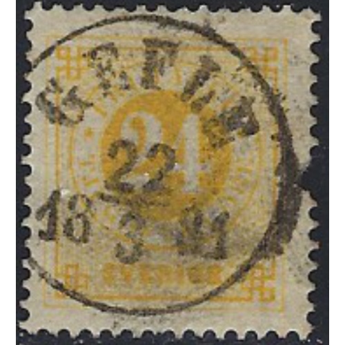 Sweden 34 Used 1876 issue; pulled perf (ak7589)