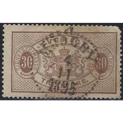 Sweden O9 Used 1874 issue; rounded corne (ak7595)