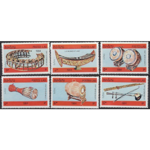 Laos 529-34 MNH 1984 Musical Instruments (ak7711)