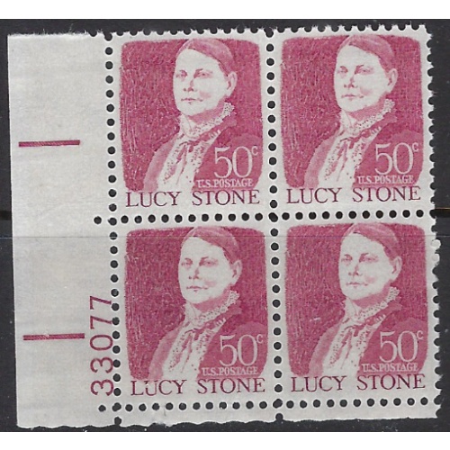 U.S. 1293 MNH 1968 Lucy Stone plate block (ak7741)