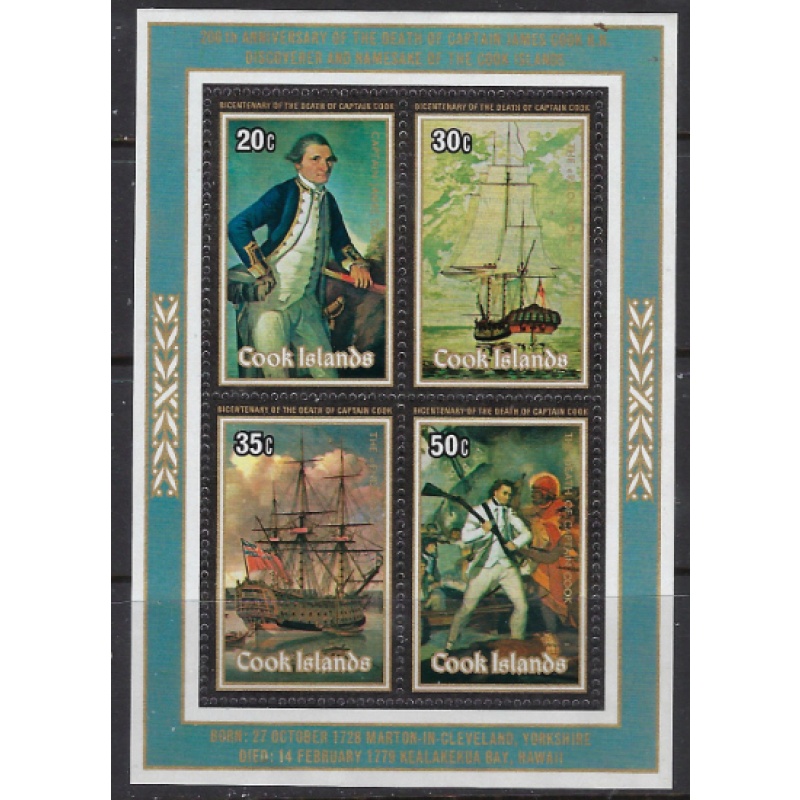 Cook Is 513a MNH 1979 Capt cook souvenir sheet (ak7961)