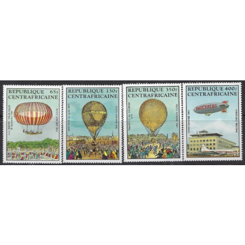 Central African Rep C282-85 MNH 1983 Manned Flight Bicentennial (ak8085)