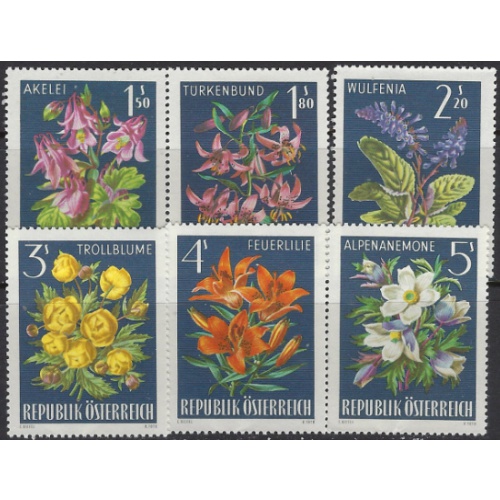 Austria 764-69 MNH 1966 Flowers (ak8103)